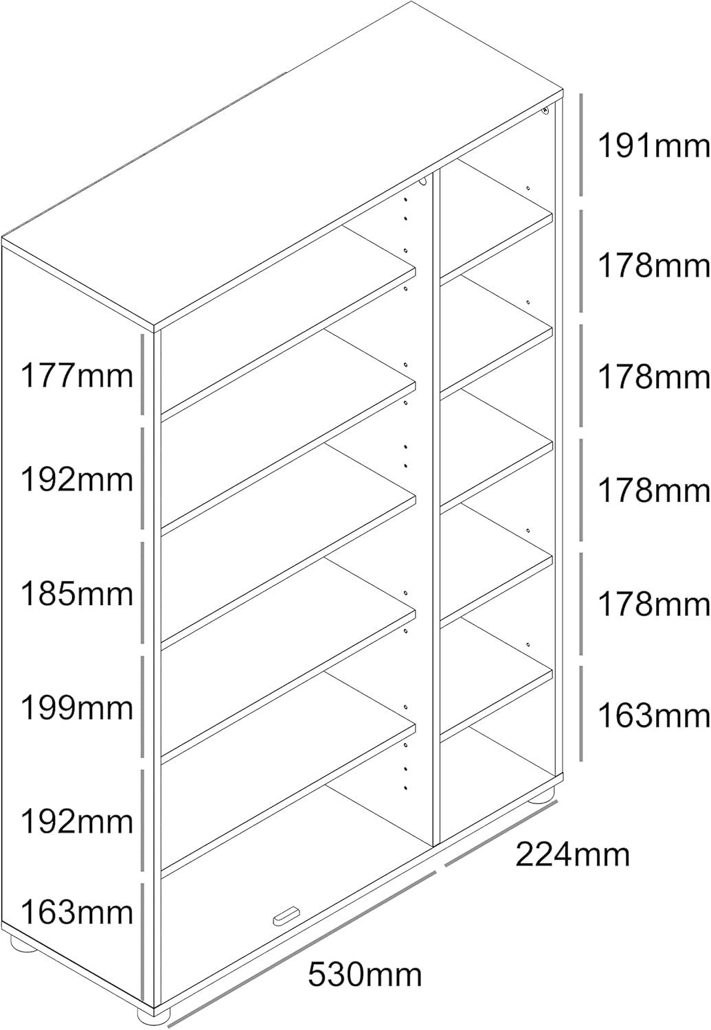 Warm Grey Oak 2-Door Shoe Cabinet 24-Pair Storage 79.6x35.3x119cm