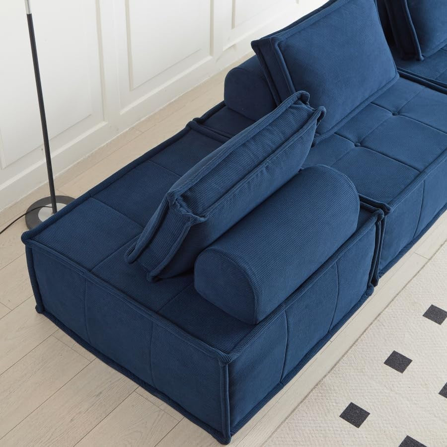 Modular Corduroy Sofa Bed 2-Seater | Deep Seat Sleeper for Small Spaces