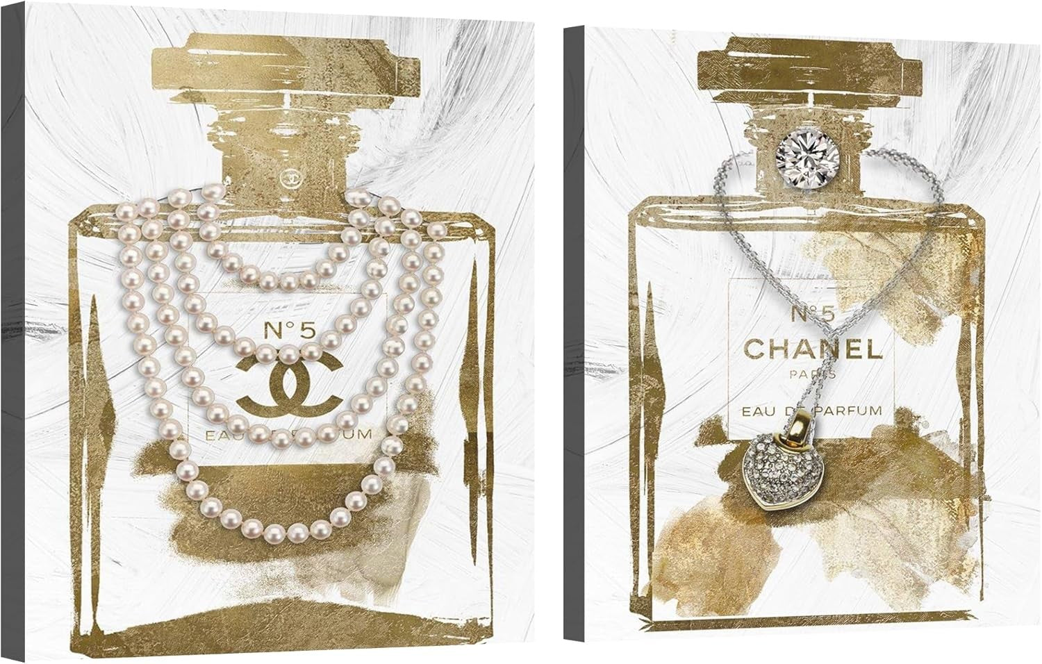 Gold Perfume Bottle Canvas Wall Art 12x16 Glam Bedroom Decor