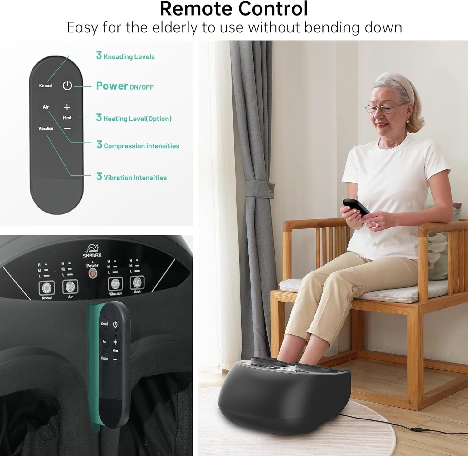 Electric Foot Massager Heat Compression Deep Kneading Vibration Pain Relief