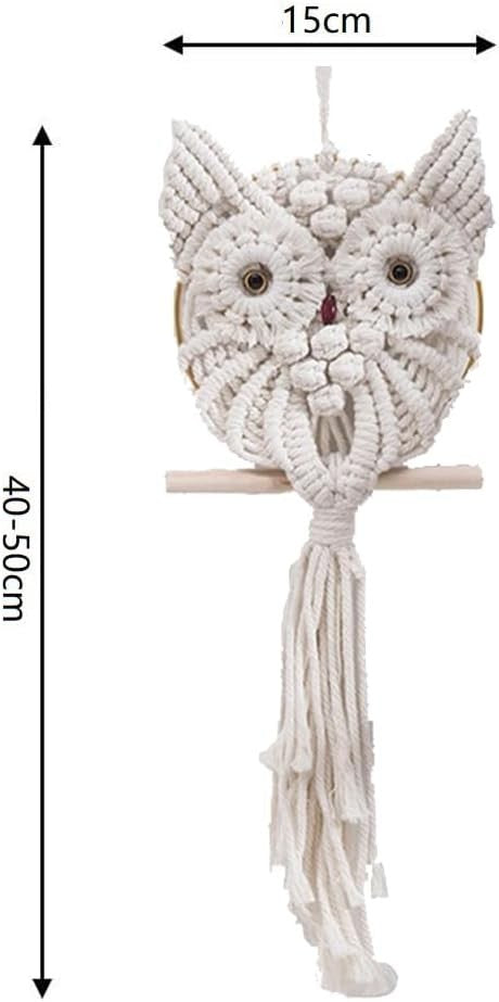 Owl Macrame Wall Hanging 45x15cm Boho Handmade Woven Tapestry