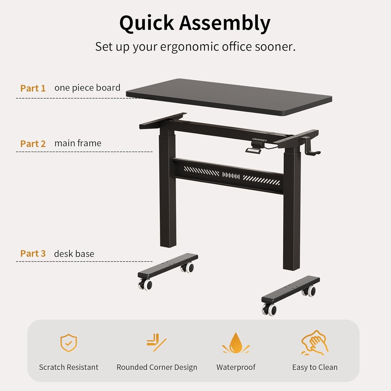 Black Mobile Standing Desk Walking Pad Compatible Adjustable Pneumatic Desk