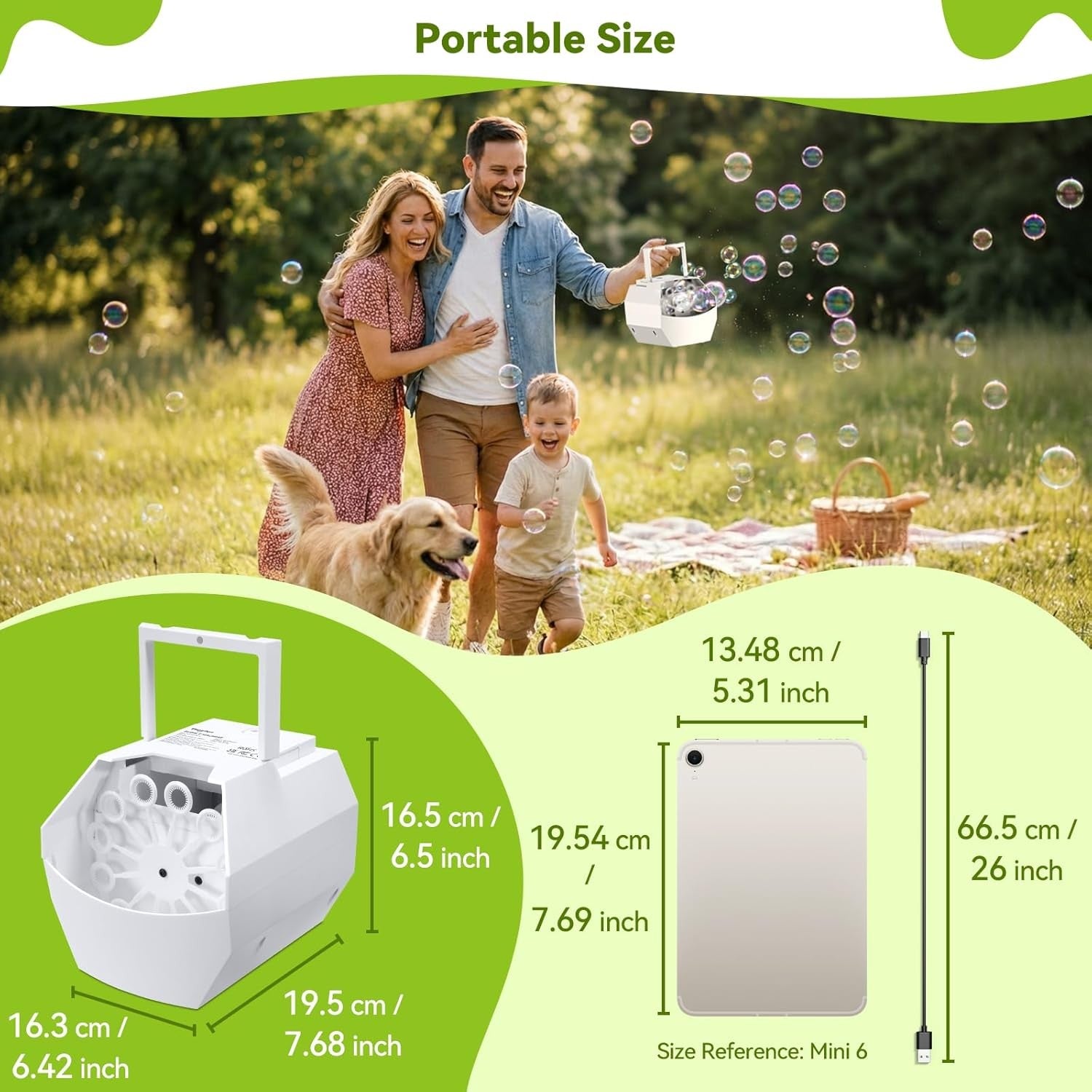 Bubble Machine 500ml Portable USB Battery Party Toy