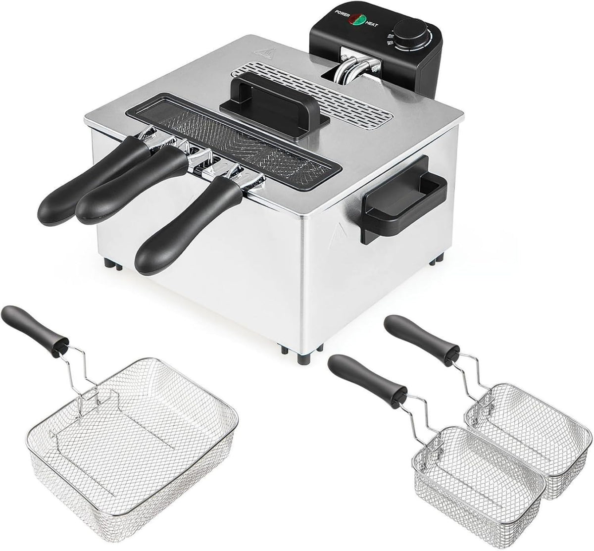 5L Deep Fat Fryer Triple Basket 2000W Adjustable Temp Viewing Window