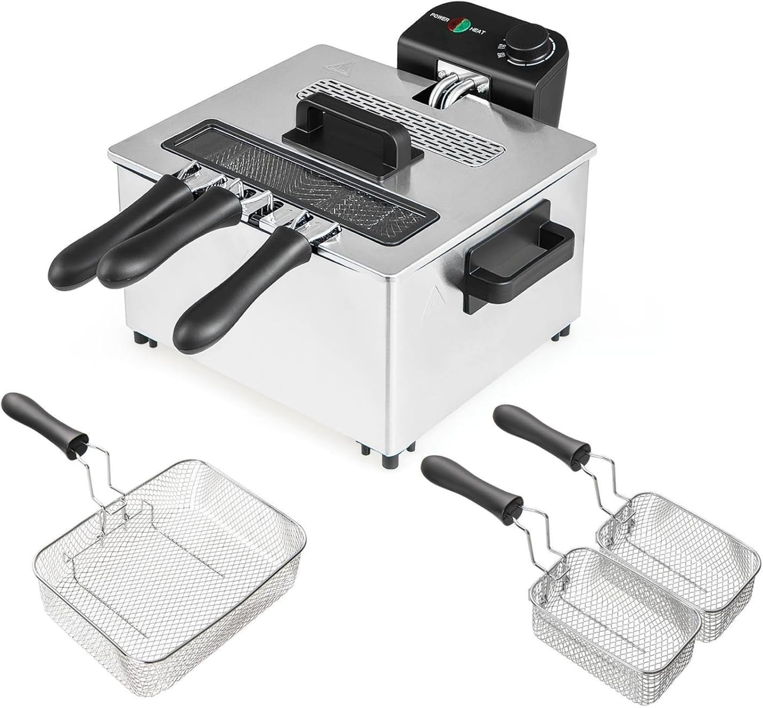 5L Deep Fat Fryer Triple Basket 2000W Adjustable Temp Viewing Window