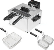5L Deep Fat Fryer Triple Basket 2000W Adjustable Temp Viewing Window