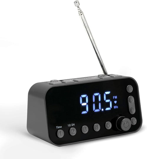 Black DAB FM Digital Alarm Clock Radio Dual Alarm USB Charging LED