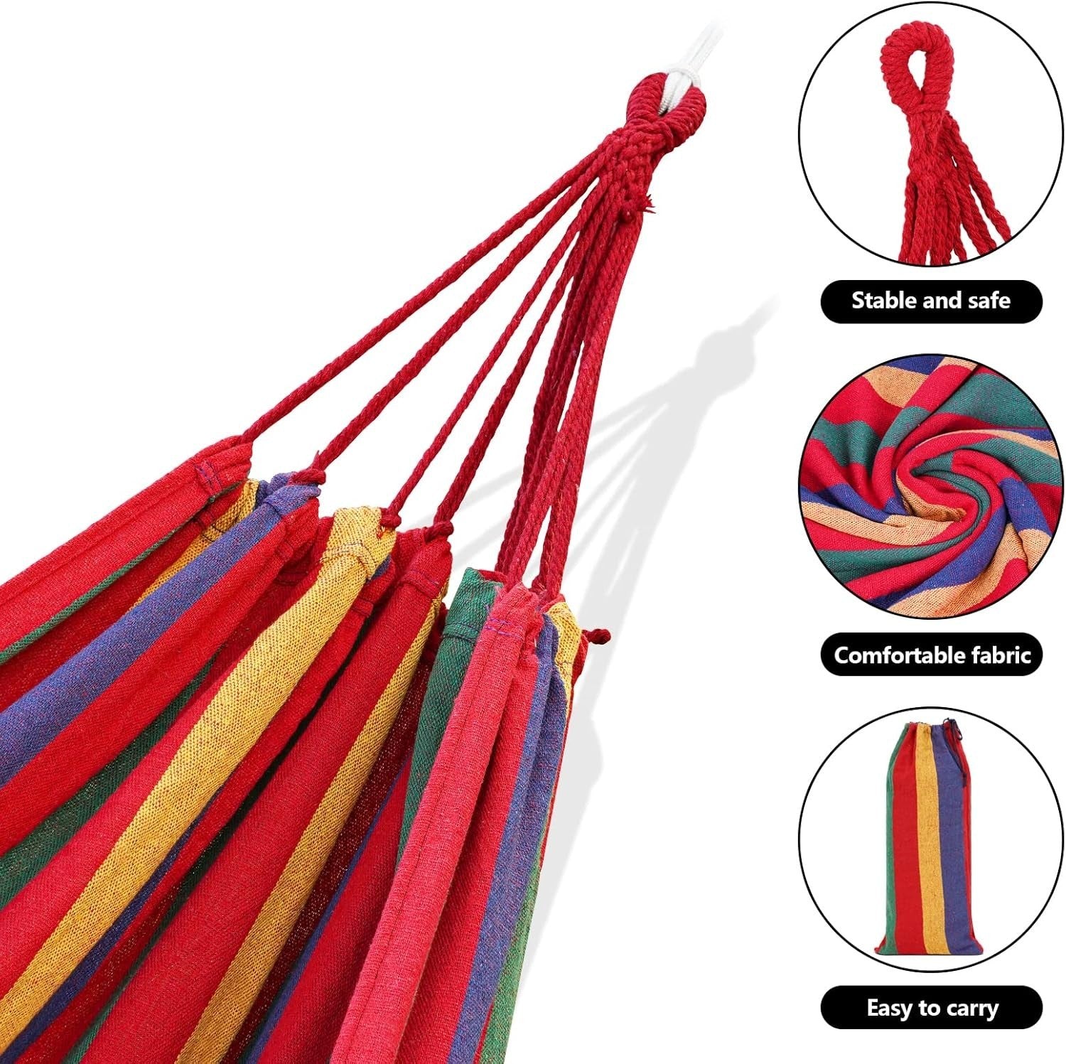 Portable Outdoor Camping Hammock Swing 190x150 cm with 150kg Load Capacity