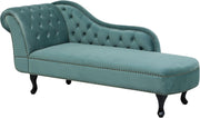 Mint Green Velvet Chaise Lounge Left Hand Tufted Chesterfield Sofa Seat