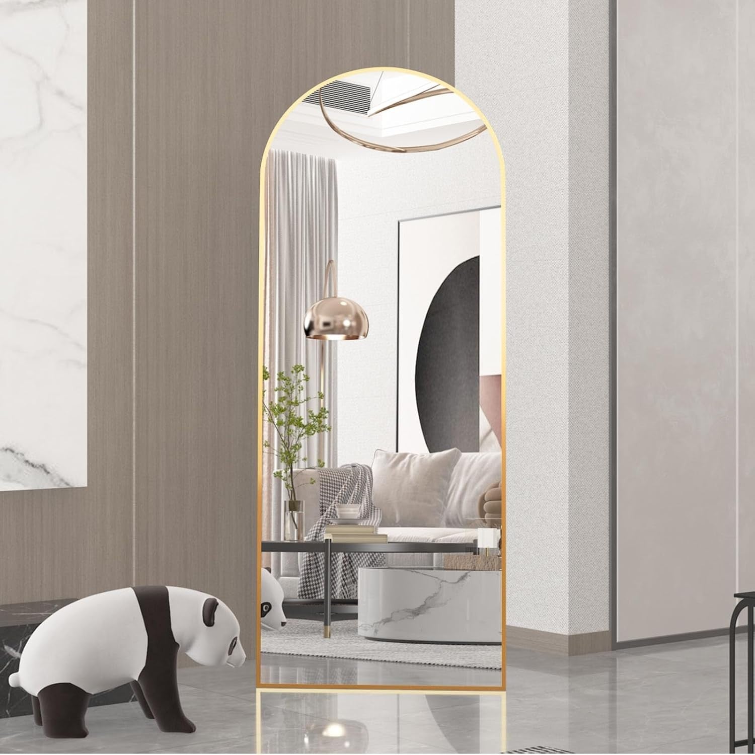 Gold Arch Floor Mirror 162x53cm Full Length Standing Leaning Luxury