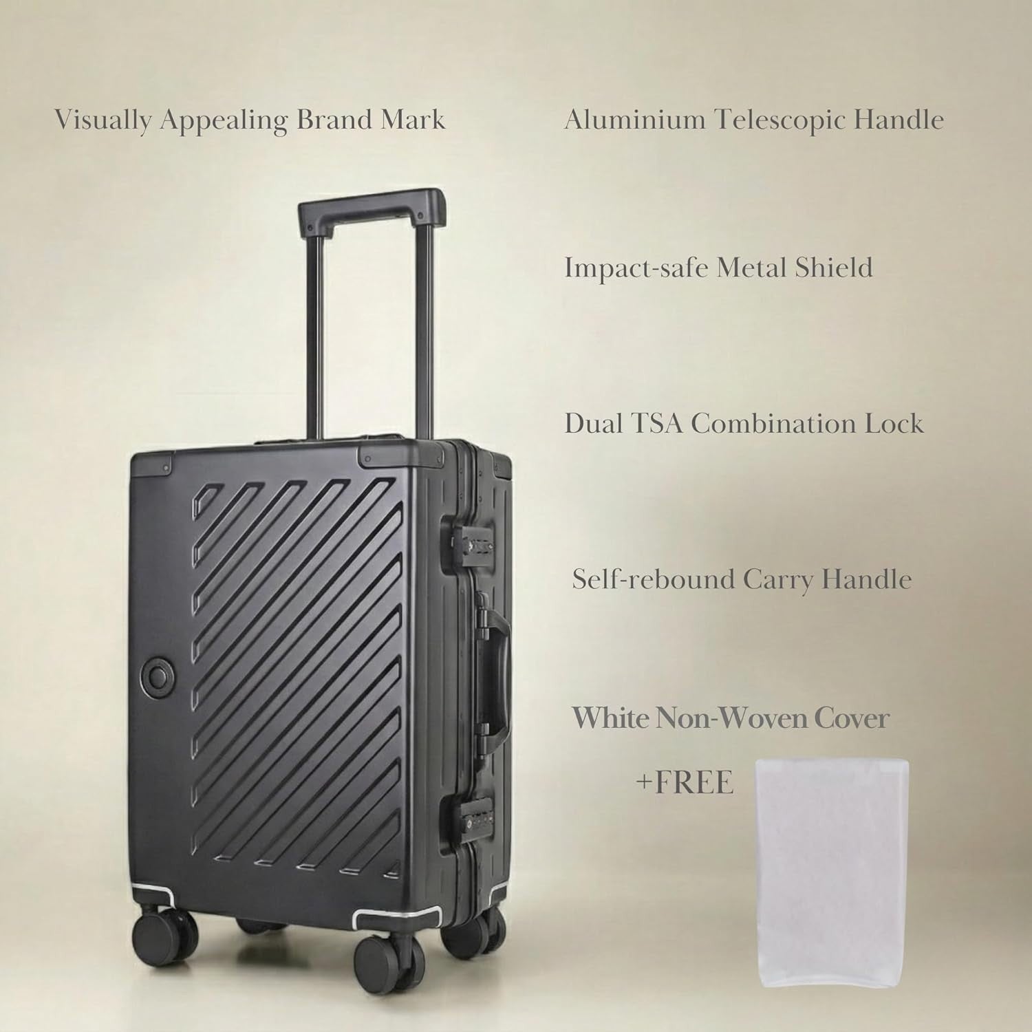 28 Inch Zipperless Polycarbonate Suitcase Dual TSA Locks Silent Spinner