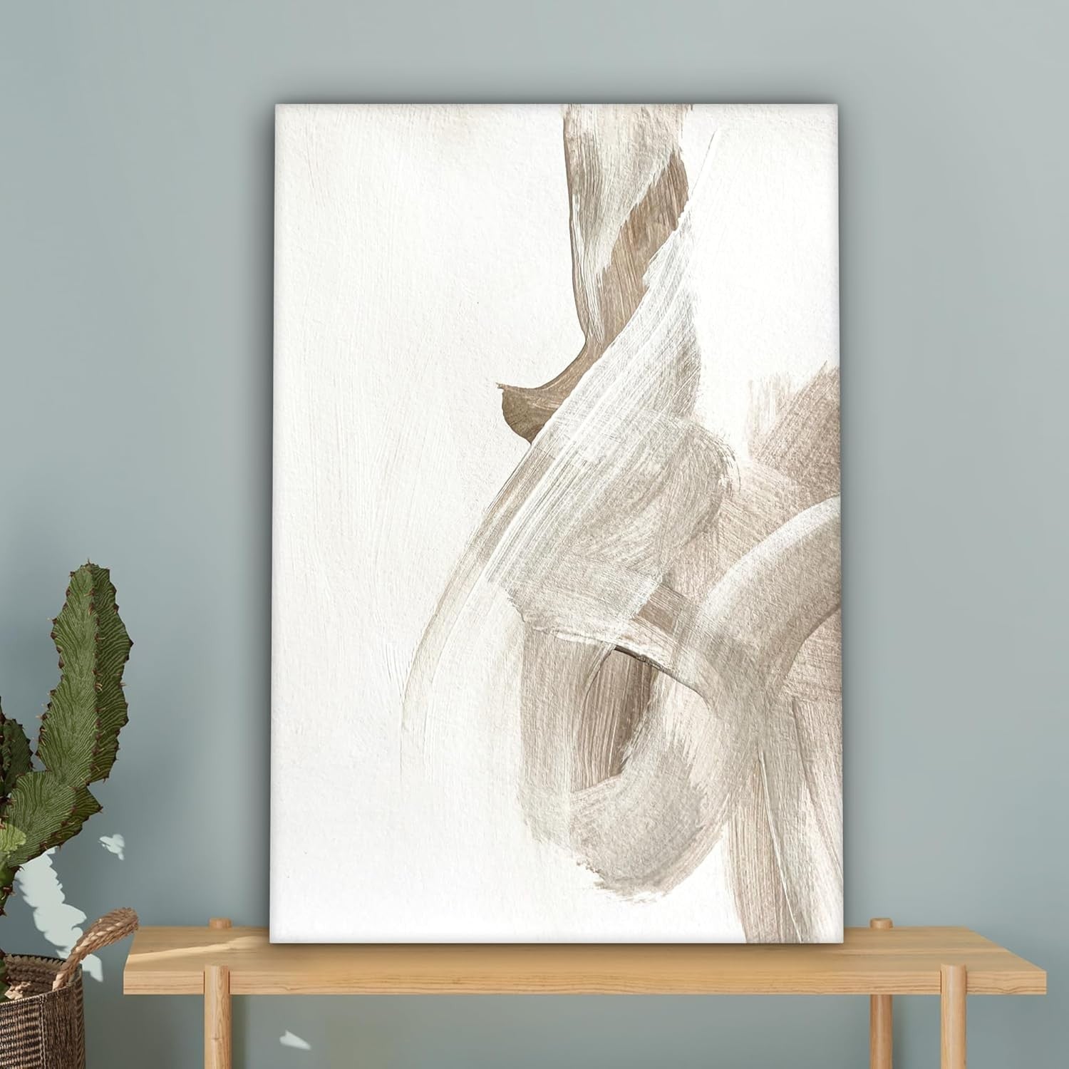 Abstract Beige Canvas Wall Art 40x60cm Modern Living Room