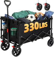 Folding Camping Trolley 150L Heavy Duty Collapsible Cart with Brake & Wheels