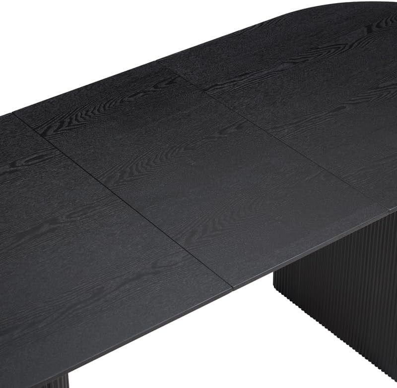 Extending Black Wooden Dining Table 6 Seater Oval Modern Space Saving