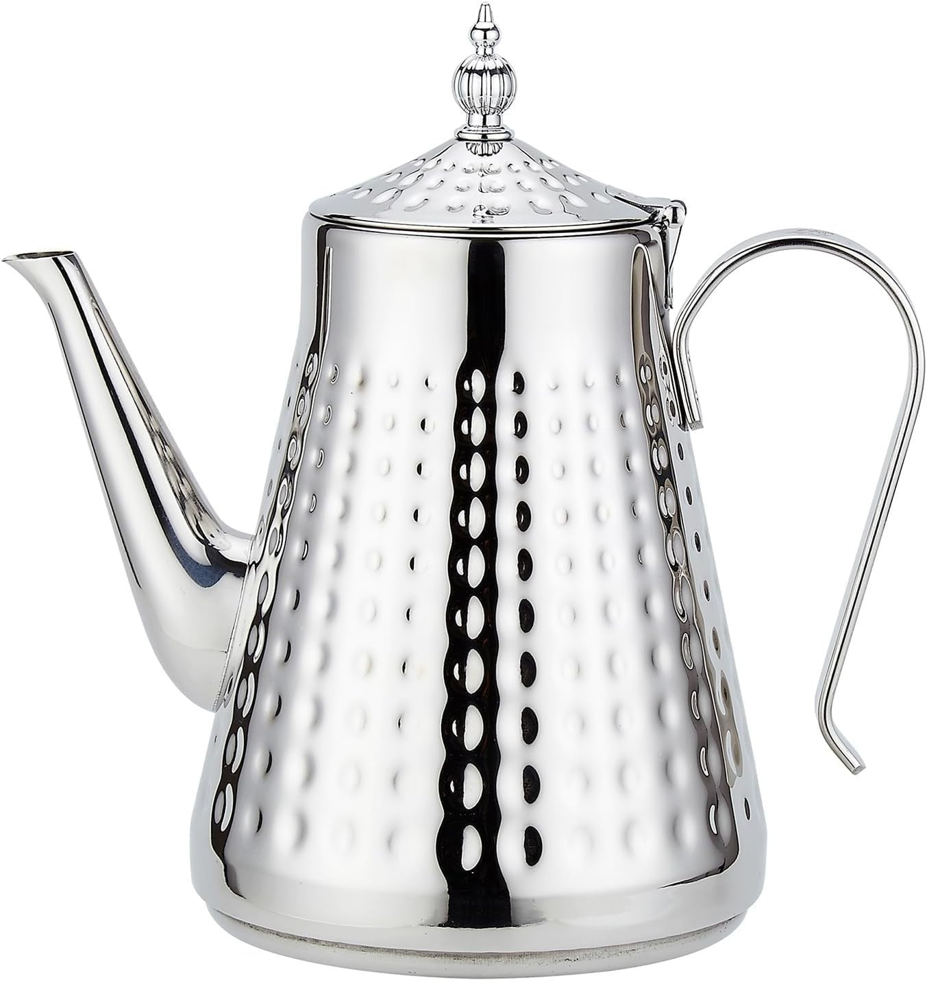 Stainless Steel Teapot 60oz 1.8L Tea Pot w/ Infuser Hammered Finish