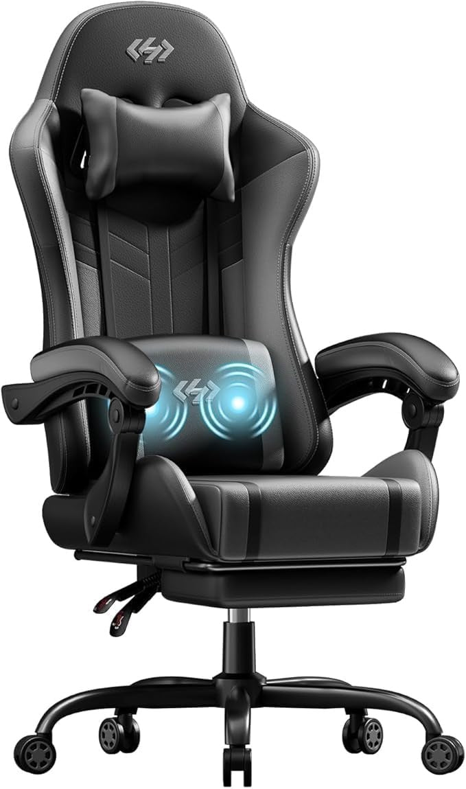 Massage Gaming Chair Recliner with Footrest Pocket Spring