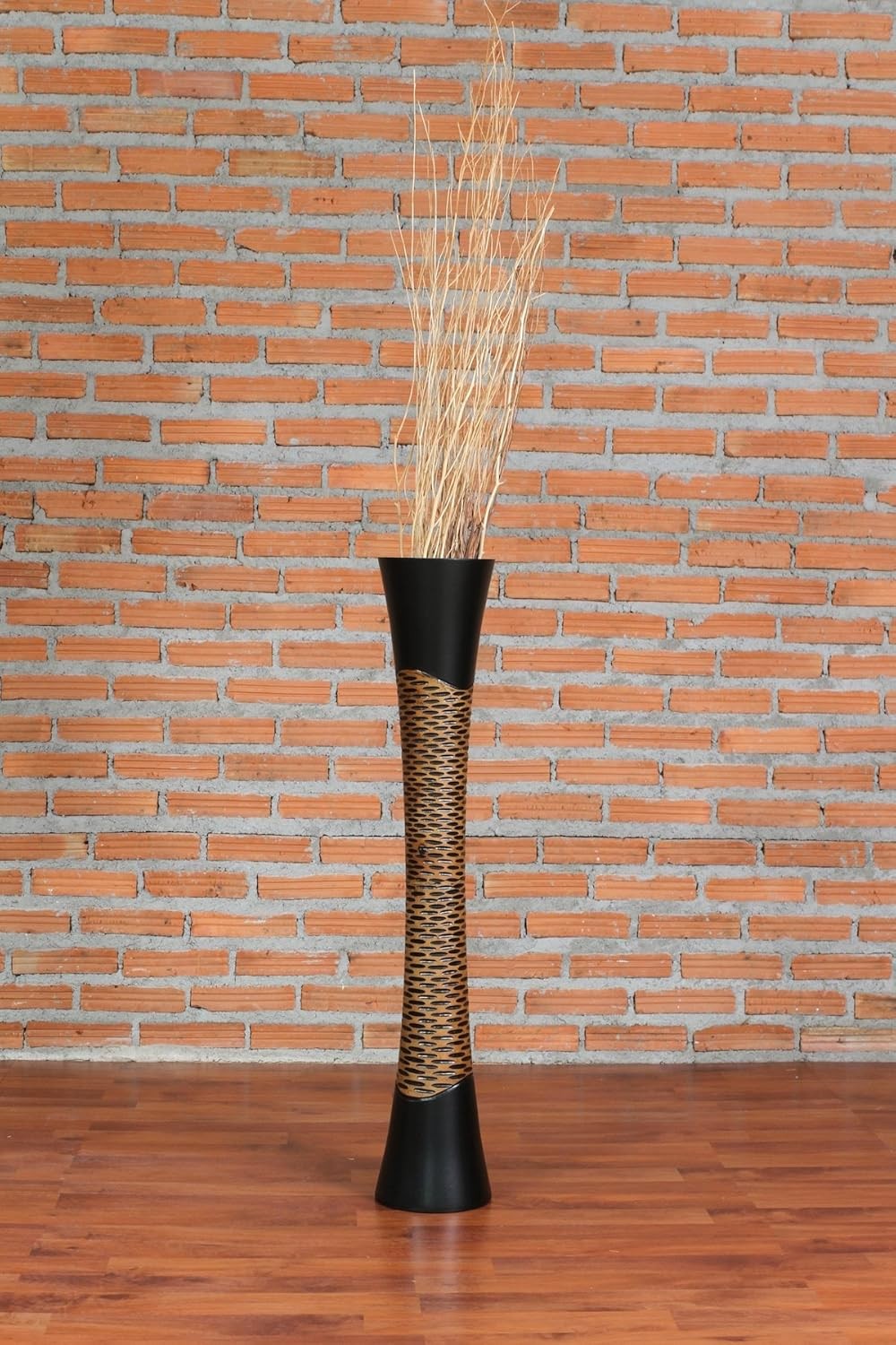 Tall Wooden Floor Vase 85cm Farmhouse Decor Pampas Grass Stand Vase