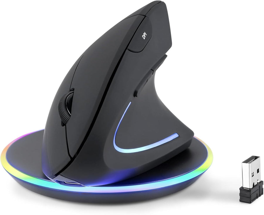 Vertical Ergonomic Wireless Mouse Rechargeable 6 Button 47° Grip