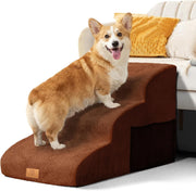 Grey 3 Step Dog Stairs Non Slip Foam Ramp 57x40x40cm