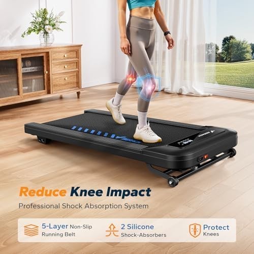 MERACH Auto-Incline Walking Pad 9%, 2.5HP Quiet Under-Desk Treadmill Home