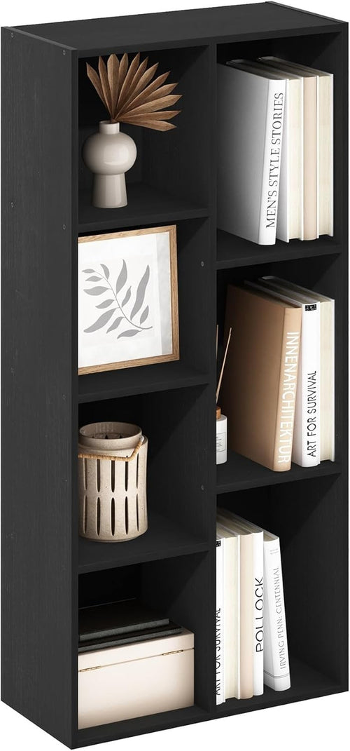 7 Cube Reversible Bookcase Storage Open Shelf Compact Design Organizer Black