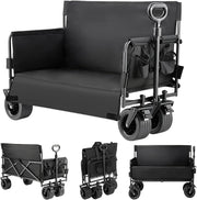 150L Heavy Duty Folding Beach Wagon with 200kg Load Big Tank Wheels Camping Cart