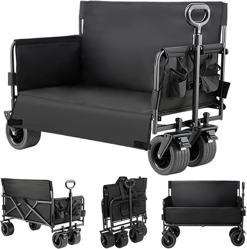150L Heavy Duty Folding Beach Wagon with 200kg Load Big Tank Wheels Camping Cart