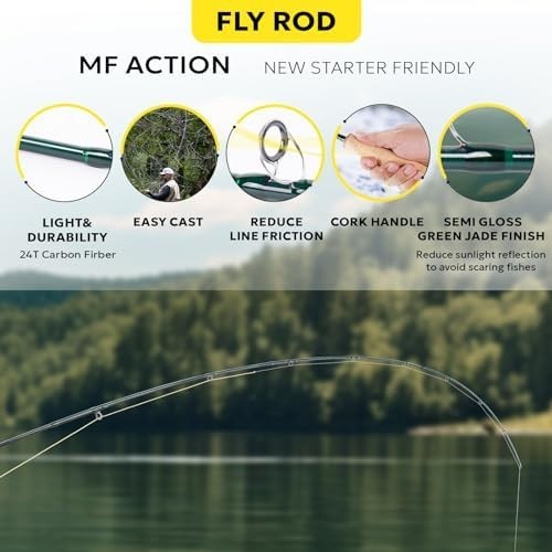 Emerald Green Fly Fishing Rod Combo 9FT Carbon Fiber Reel Kit