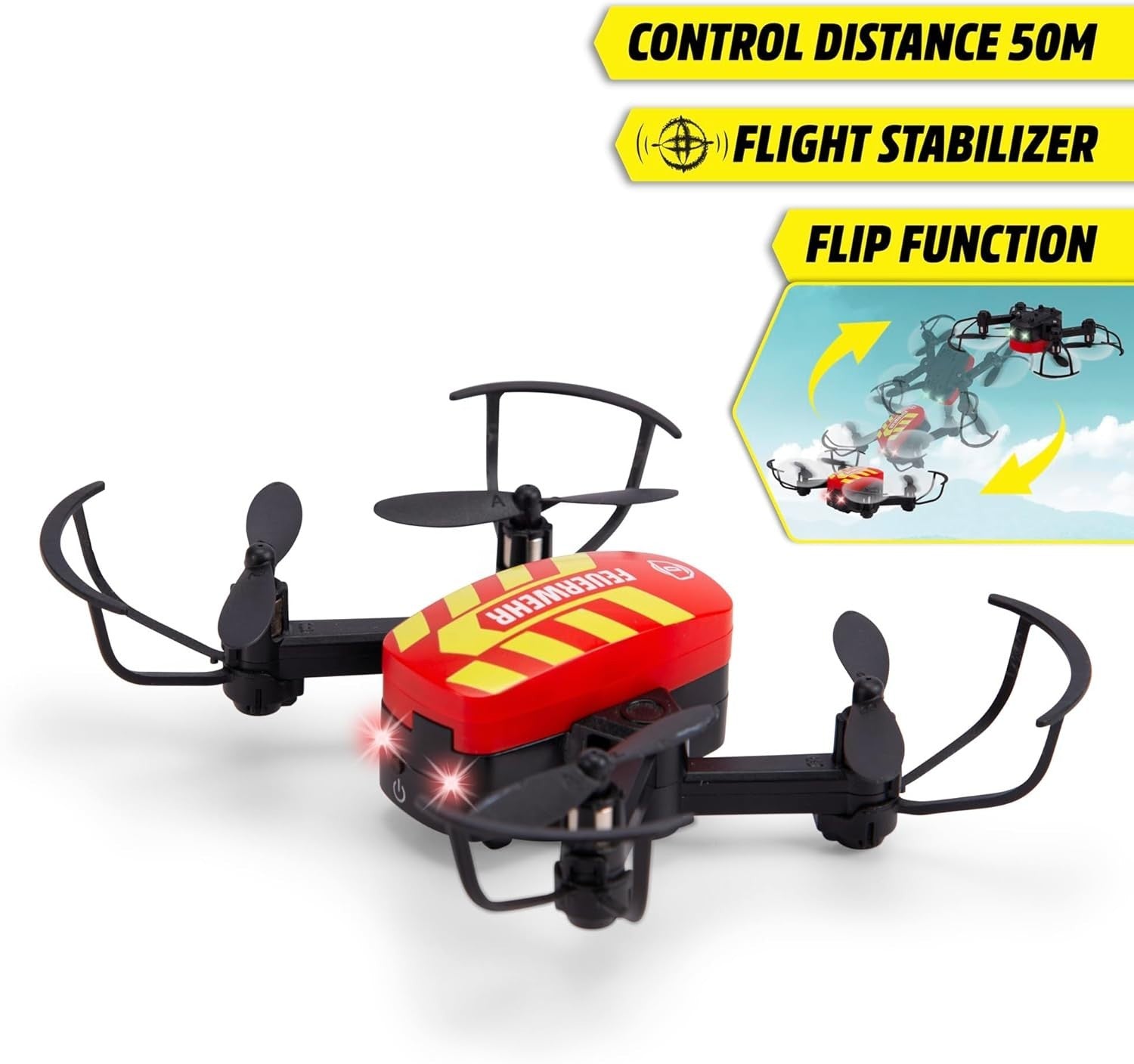 RC Fire Drone for Kids 12 cm LED Lights Headless Mode 360° Flip