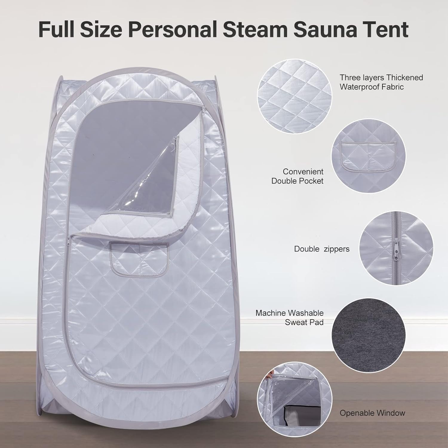 Sauna Tent Full Body Home Spa Foldable Personal Detox Therapy Grey 31.5x31.5x55.