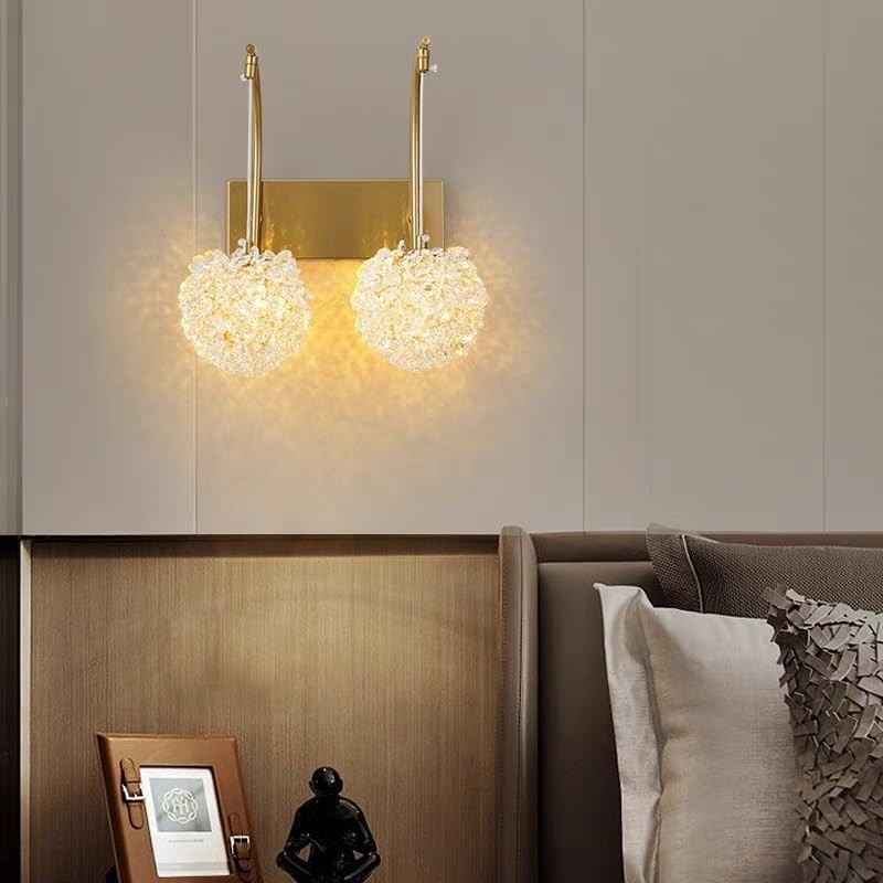 Gold Crystal Wall Sconce Light G9 Socket for Bedroom Living Room Hallway