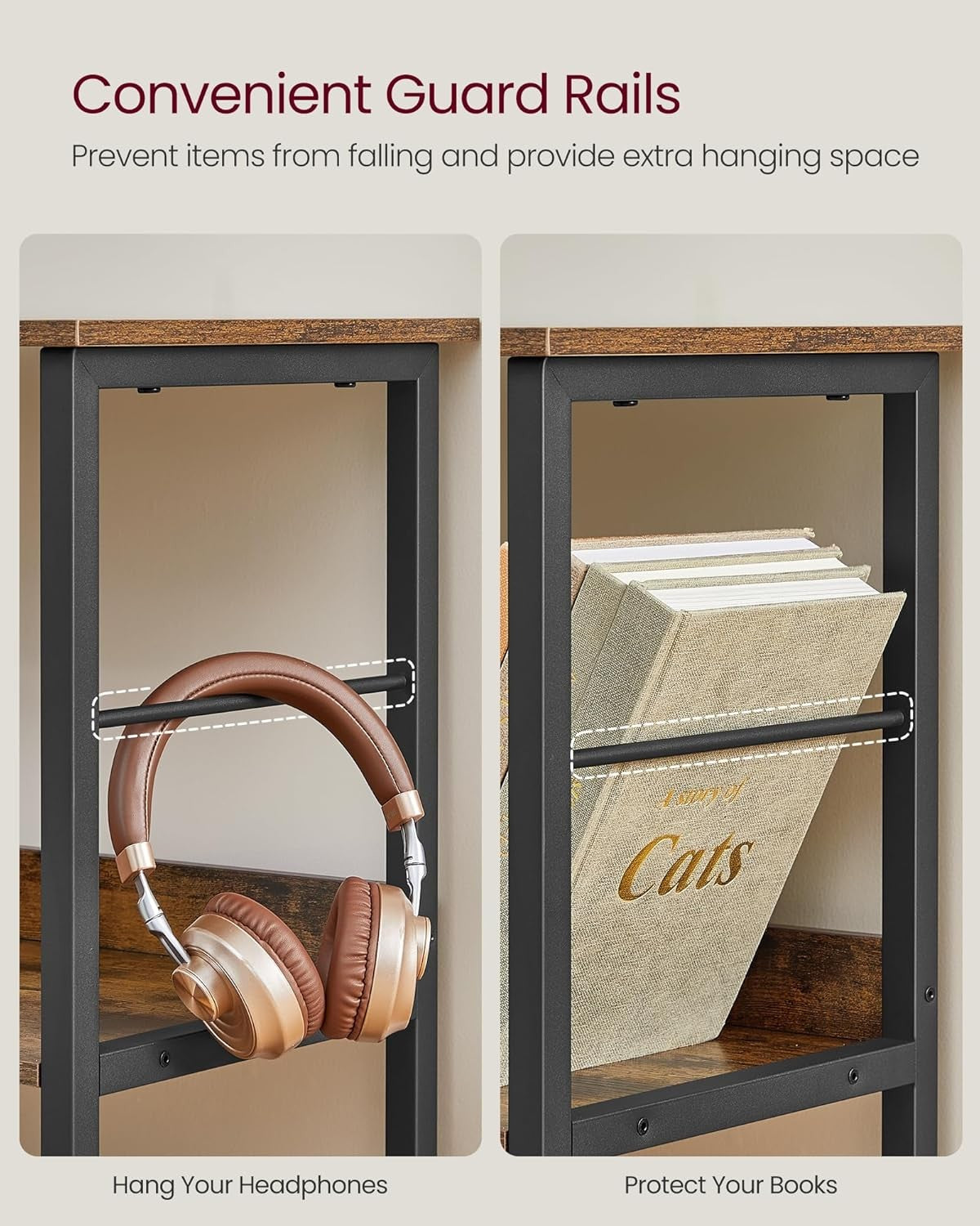 Wide Industrial 2-Tier Bookcase | Rustic Brown Storage Shelf for Home & Office