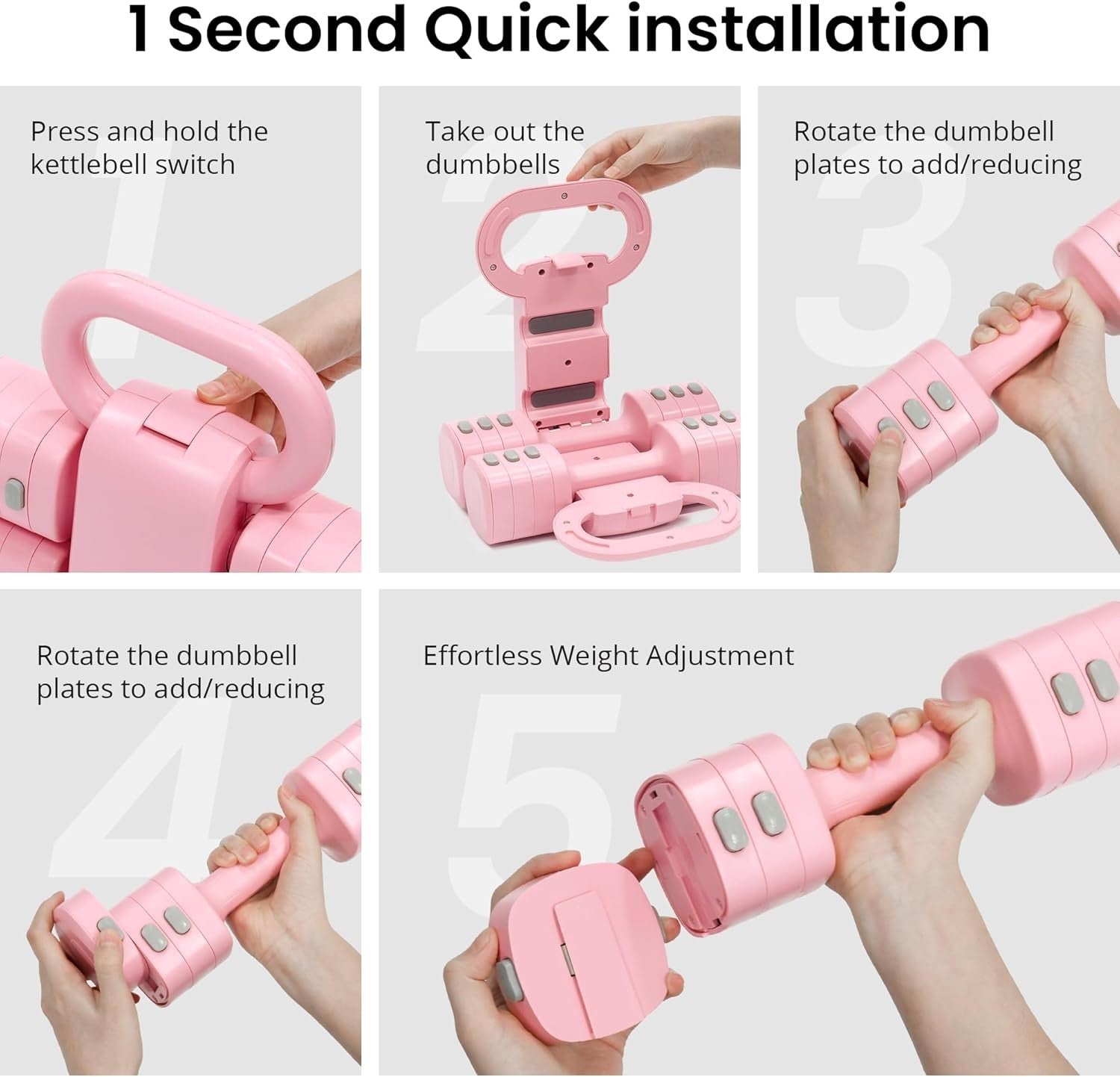 2-in-1 Adjustable Dumbbell Set for Women 4 Levels Non-Slip Home Gym