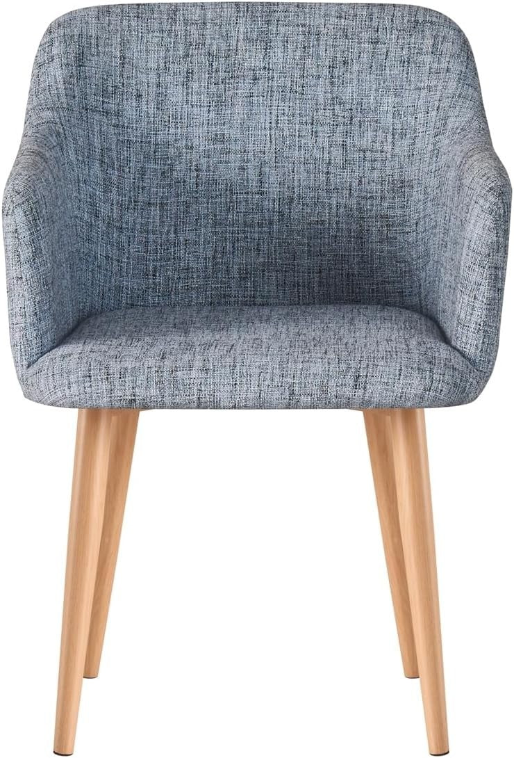 Grey Fabric Tub Chair Wing Back Armchair, Compact Bedroom Vanity Seat