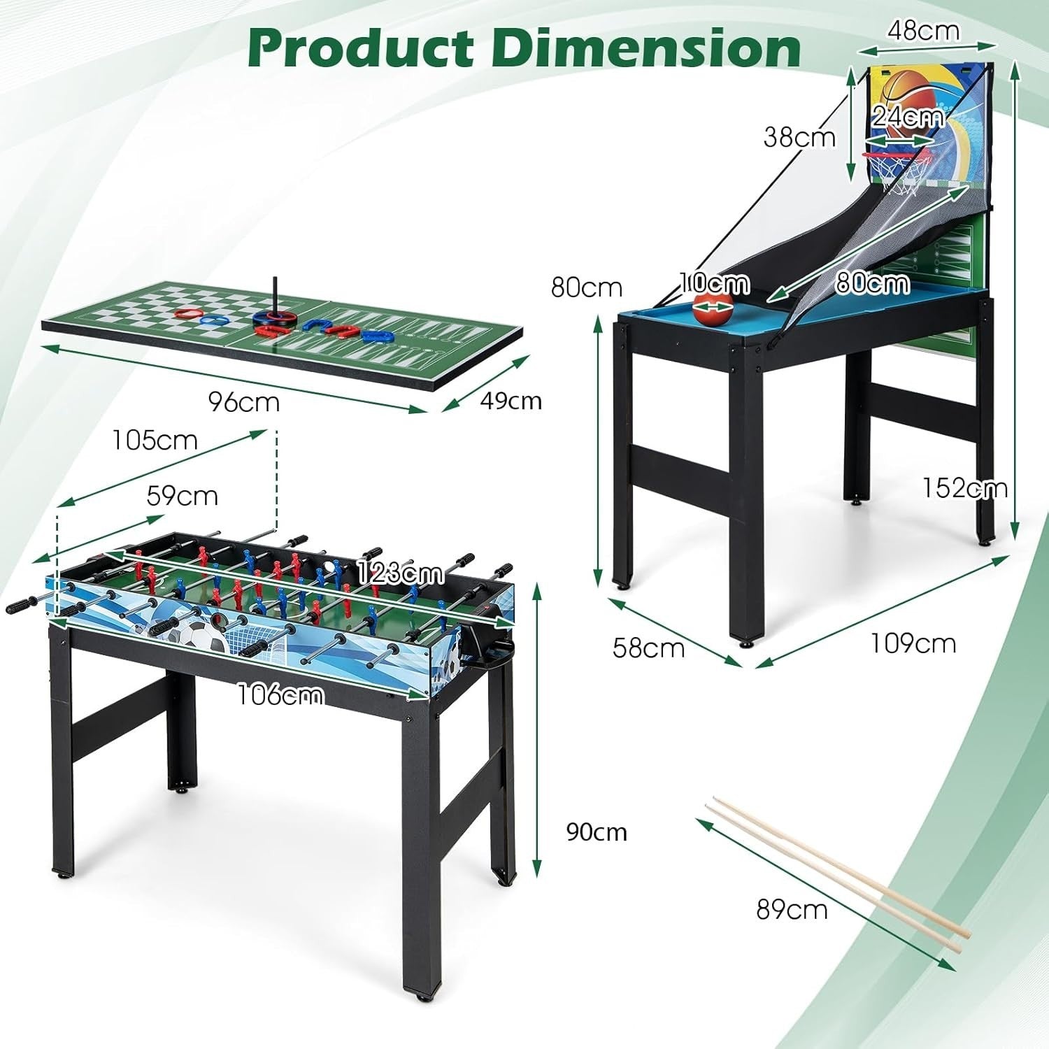 14 in 1 Multi Game Table Foosball Pool Hockey Chess Family Set