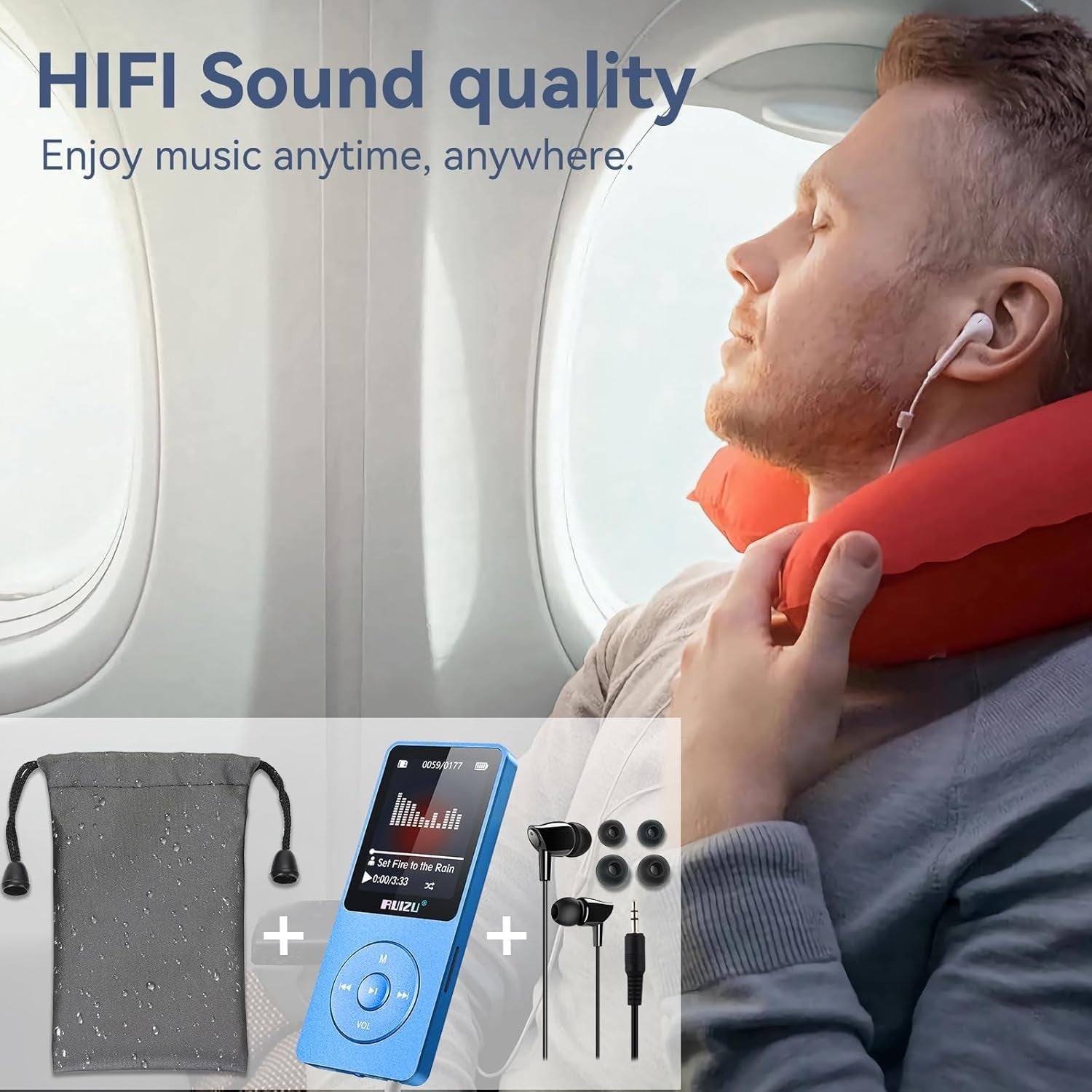 64GB MP3 Player Bluetooth 5.3 80H Battery 1.8" Screen TF 128GB