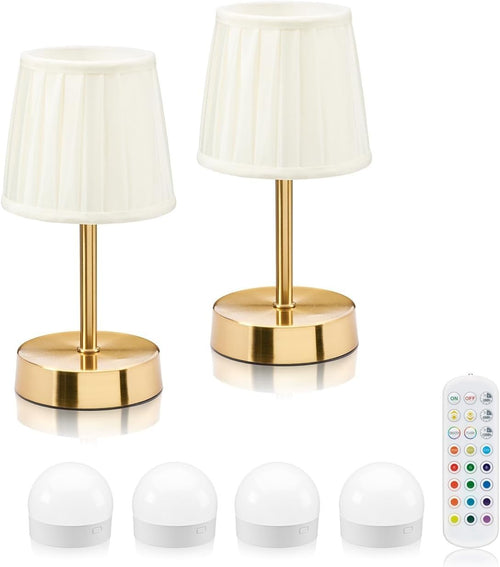 Wireless Rechargeable LED Table Lamps, Remote, Dimmable, Color-Changing, Set of