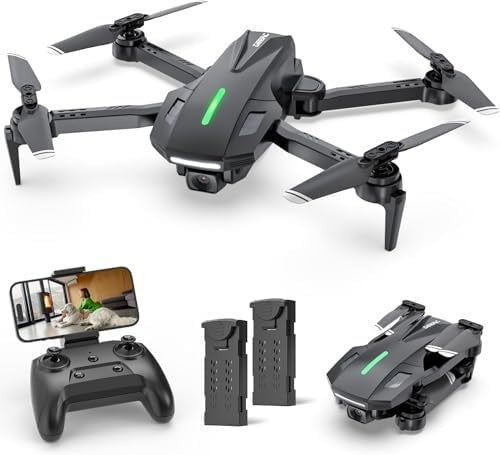 DEERC D70 Mini Drone 1080P Camera, Foldable RC Quadcopter, 2 Batteries