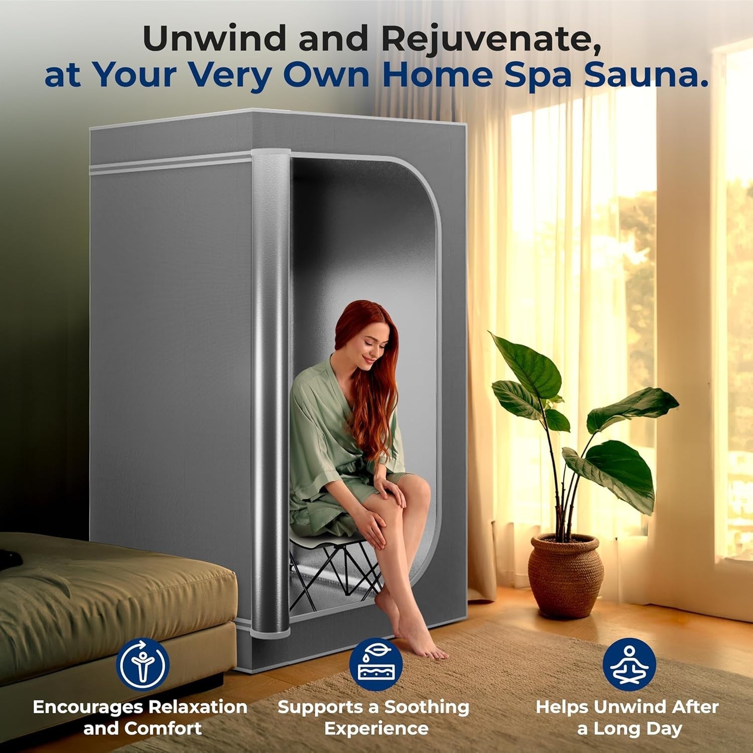 Portable Infrared Home Sauna Box – One-Person Steam Sauna with Chair & Foot Pad