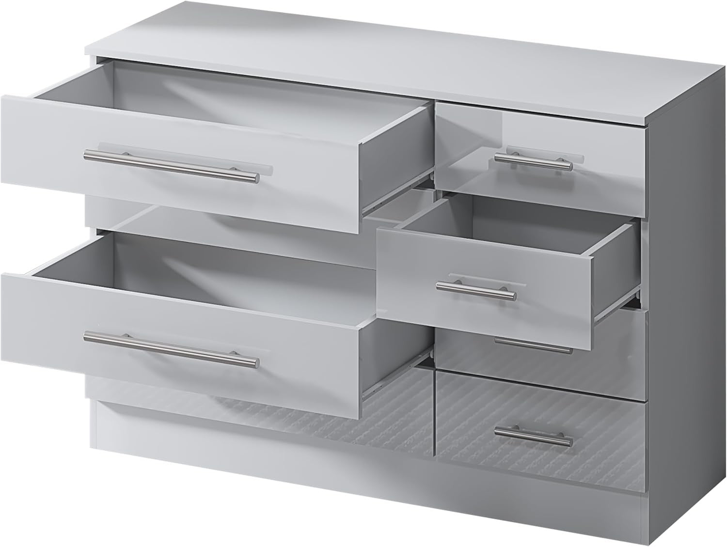 8 Drawer White High Gloss Chest of Drawers Modern Bedroom Storage Cabinet