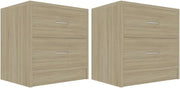 Set of 2 Sonoma Oak Bedside Tables | Modern 2 Drawer Wooden Nightstands