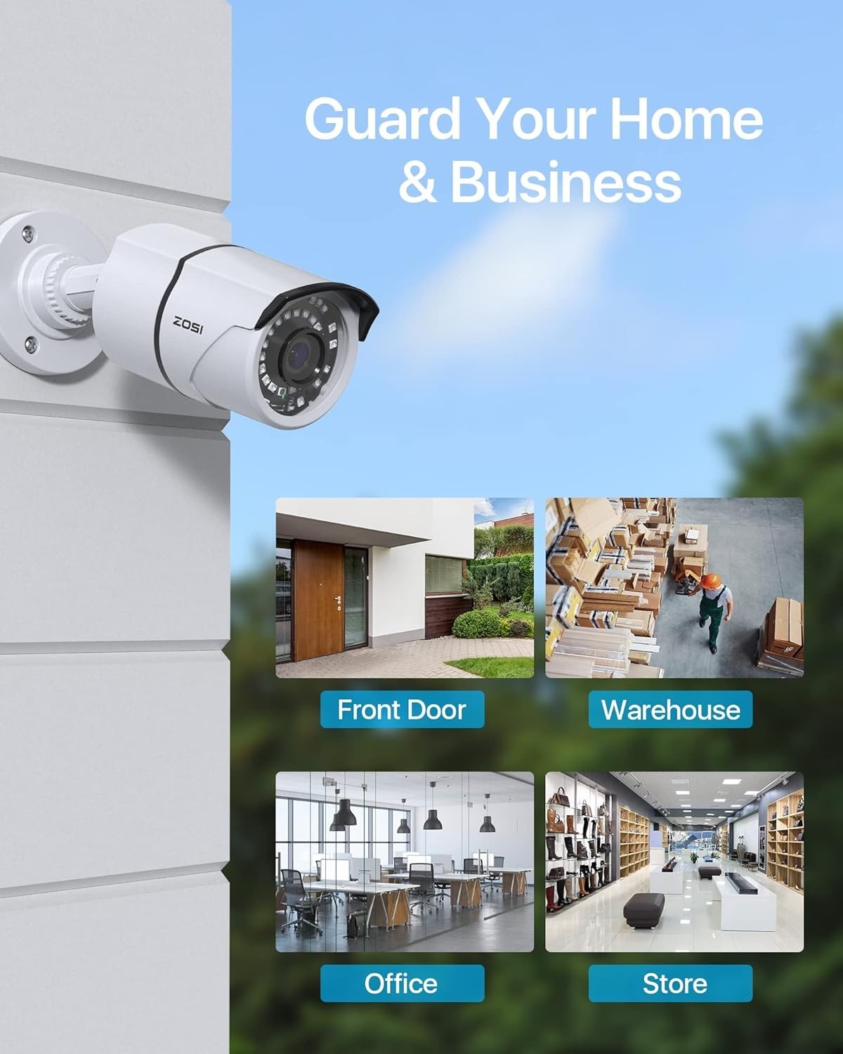 5MP PoE Security Cameras 2 Pack IP66 CCTV Add On 120ft Night Vision