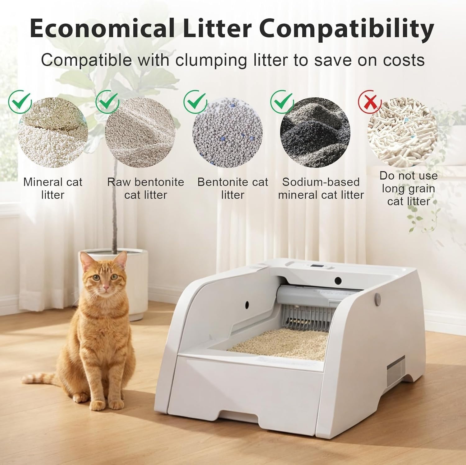 Self Cleaning Cat Litter Box WiFi App Control Open Top Auto Tray