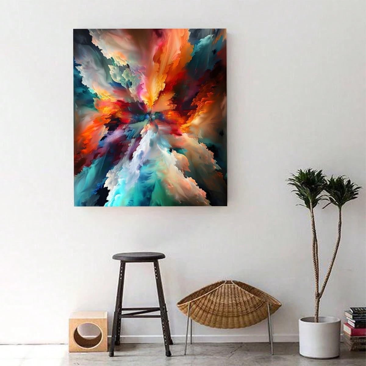 Abstract Rainbow Clouds Canvas Wall Art 50x70cm Modern Living Room Decor