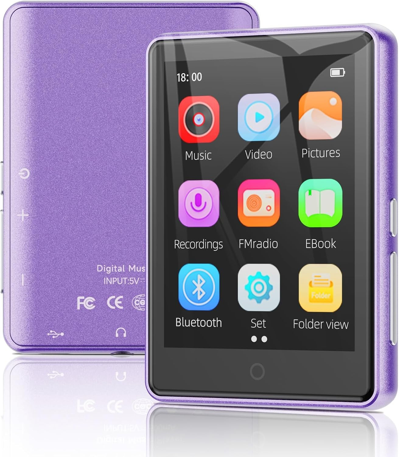 Bluetooth 5.3 64GB 2.8″ Touch MP3 Player for Kids w/ Speaker & FM Radio
