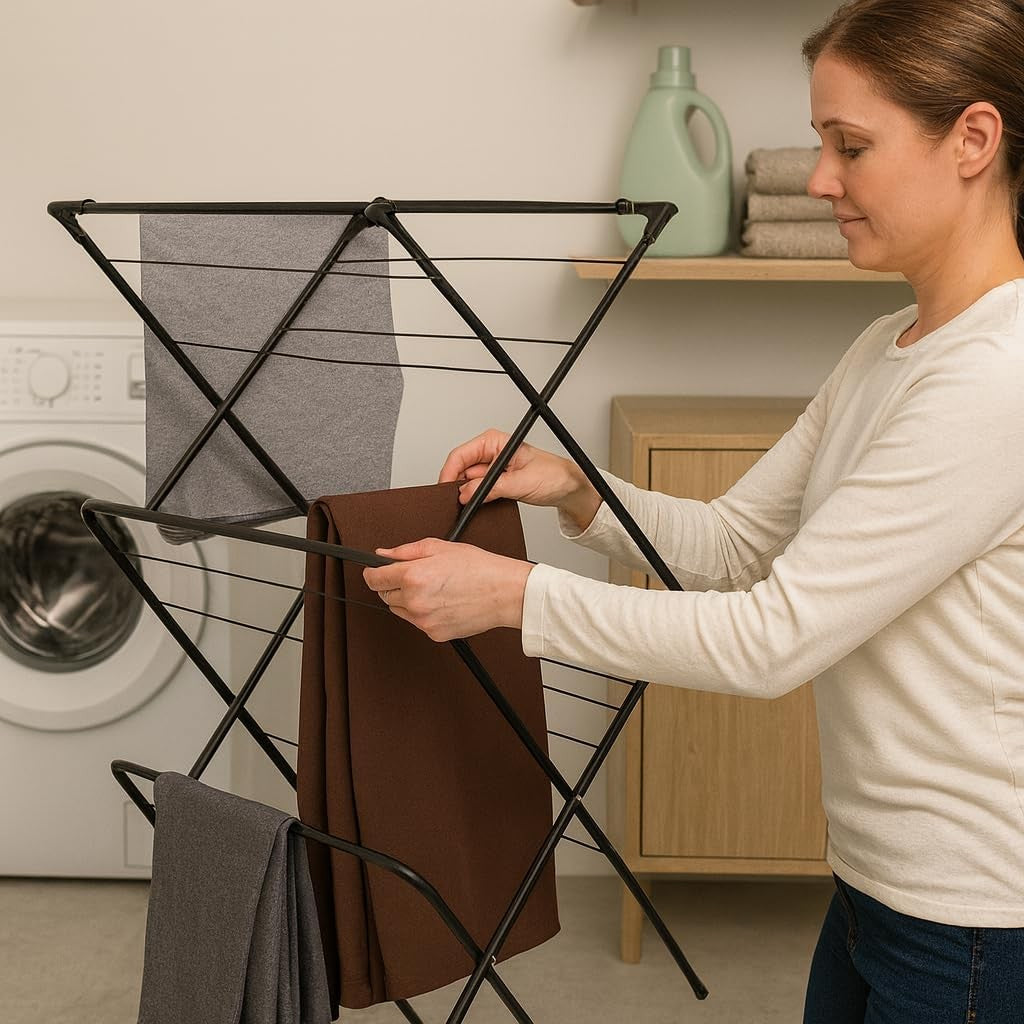3 Tier Clothes Airer Foldable Compact Laundry Drying Rack Indoor Outdoor
