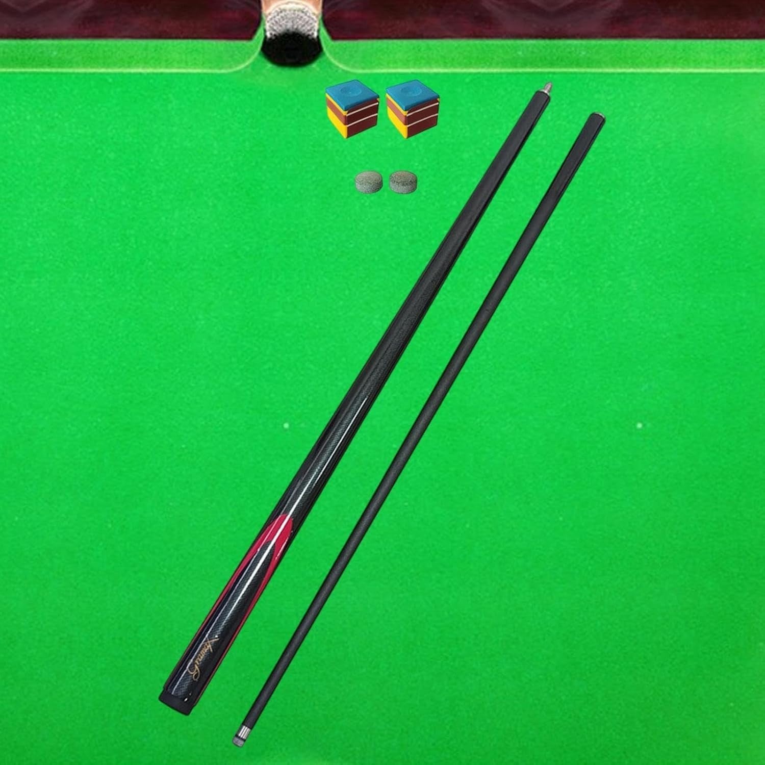 57in Carbon Fiber Snooker Cue 9.5mm Tip 1/2 Split Starter Set