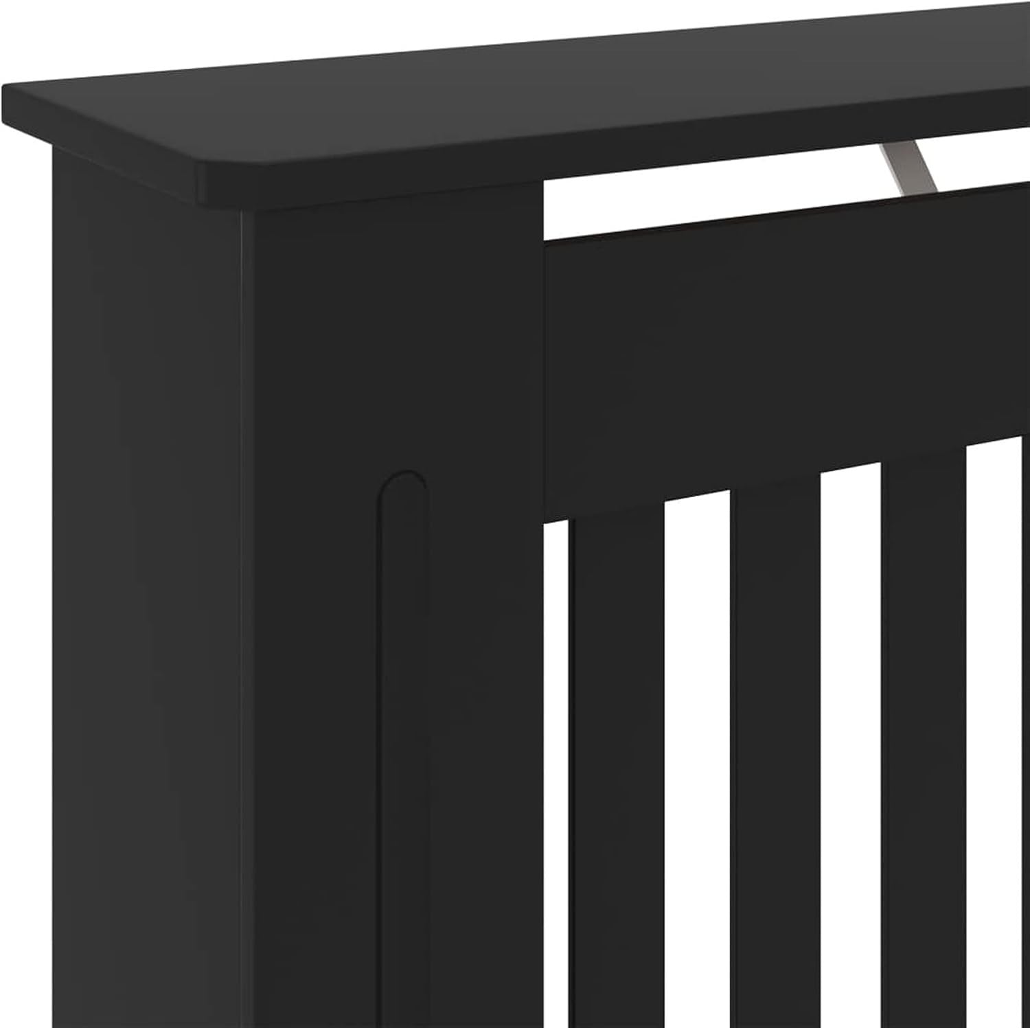 Black Radiator Cover 78x19x81.5cm Modern Slatted Design | MDF Wood Cabinet