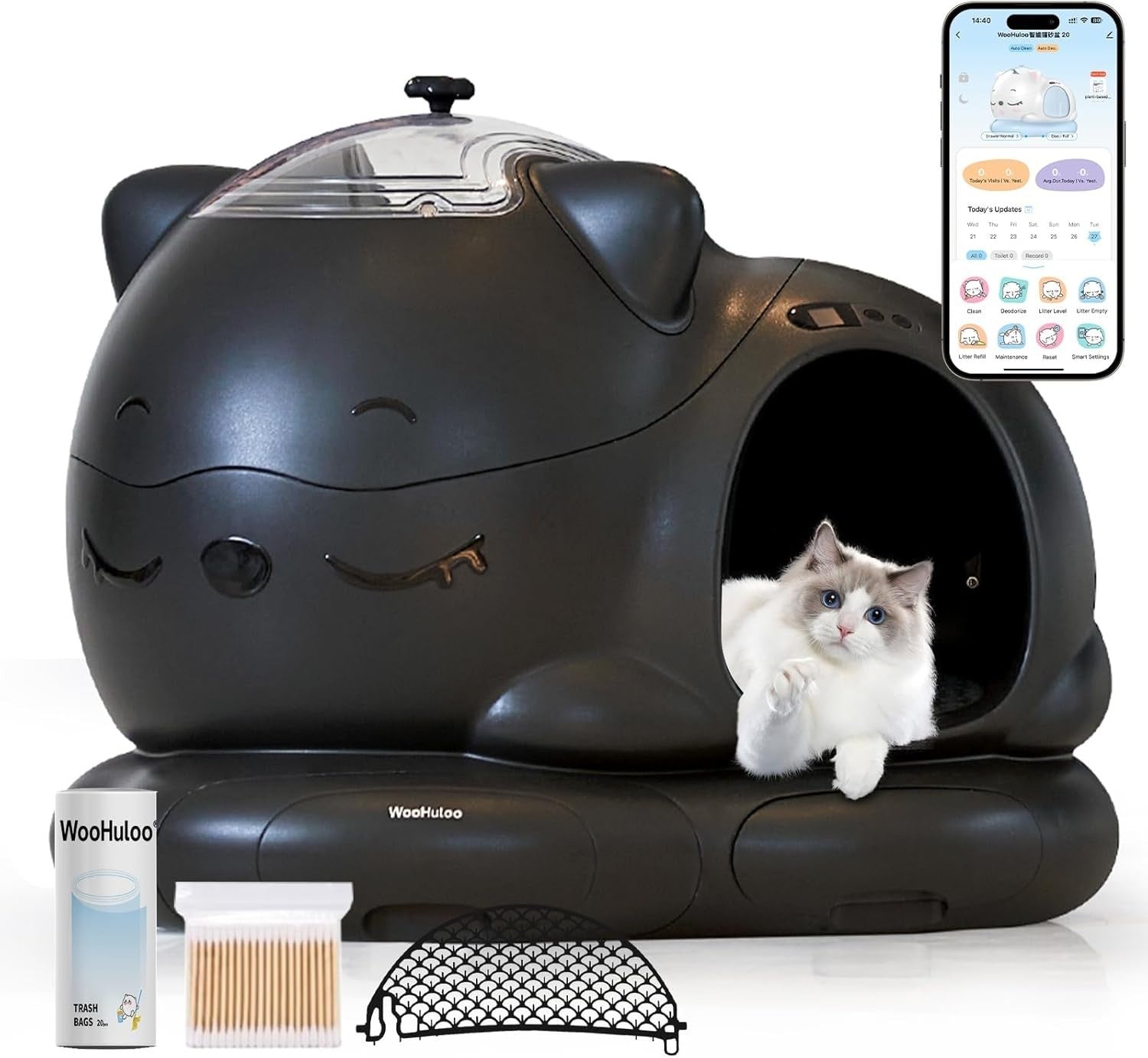 80L Automatic Cat Litter Box APP Controlled Smart Multi Cat Toilet