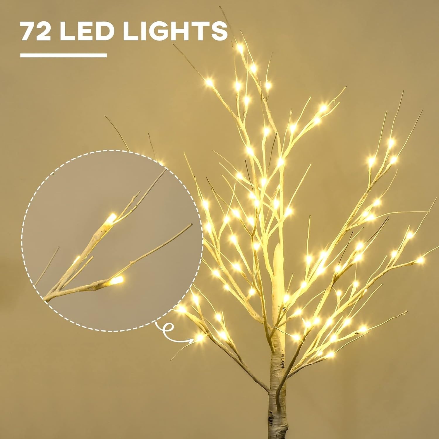 4ft White Birch Tree Light Warm White LED Pre-Lit Indoor Outdoor Home Decor